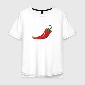 Мужская футболка хлопок Oversize с принтом Перец Чили в Кировске, 100% хлопок | свободный крой, круглый ворот, “спинка” длиннее передней части | Тематика изображения на принте: перец | перец чили | рисунок