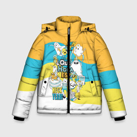 Зимняя куртка для мальчиков 3D с принтом Adventure Time в Кировске, ткань верха — 100% полиэстер; подклад — 100% полиэстер, утеплитель — 100% полиэстер | длина ниже бедра, удлиненная спинка, воротник стойка и отстегивающийся капюшон. Есть боковые карманы с листочкой на кнопках, утяжки по низу изделия и внутренний карман на молнии. 

Предусмотрены светоотражающий принт на спинке, радужный светоотражающий элемент на пуллере молнии и на резинке для утяжки | adventure time | dsgngerzen | finn | jake | princess bubblegum | бубль гум | время приключений | парнишка | пёс | пес джейк | фин | финн и джейк | финн мёртанс vdgerir | финн парнишка