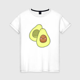 Женская футболка хлопок с принтом Авокадо в Кировске, 100% хлопок | прямой крой, круглый вырез горловины, длина до линии бедер, слегка спущенное плечо | авокадо | рисунок