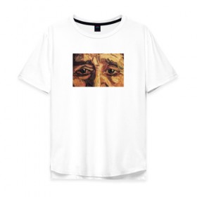 Мужская футболка хлопок Oversize с принтом искусство в Кировске, 100% хлопок | свободный крой, круглый ворот, “спинка” длиннее передней части | взгляд | глаза | живопись | искусство | картина | масло | мужчина