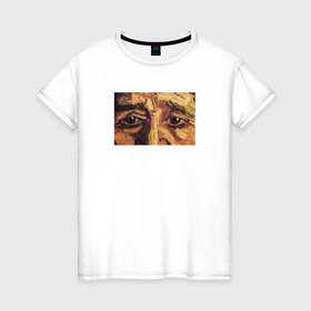 Женская футболка хлопок с принтом искусство в Кировске, 100% хлопок | прямой крой, круглый вырез горловины, длина до линии бедер, слегка спущенное плечо | взгляд | глаза | живопись | искусство | картина | масло | мужчина
