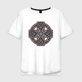 Мужская футболка хлопок Oversize с принтом Кельтский крест в Кировске, 100% хлопок | свободный крой, круглый ворот, “спинка” длиннее передней части | кельтские | кельтский | крест | культура | славяне