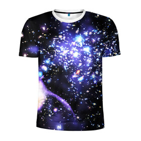 Мужская футболка 3D спортивная с принтом МЕТЕОРИТЫ в Кировске, 100% полиэстер с улучшенными характеристиками | приталенный силуэт, круглая горловина, широкие плечи, сужается к линии бедра | galaxy | nasa | nebula | space | star | абстракция | вселенная | галактика | звезда | звезды | космический | наса | планеты