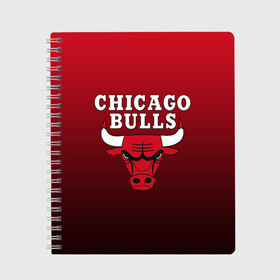 Тетрадь с принтом CHICAGO BULLS в Кировске, 100% бумага | 48 листов, плотность листов — 60 г/м2, плотность картонной обложки — 250 г/м2. Листы скреплены сбоку удобной пружинной спиралью. Уголки страниц и обложки скругленные. Цвет линий — светло-серый
 | bulls | chicago | chicago bulls | nba | red bulls | usa | америка | быки | нба | сша | чикаго буллс