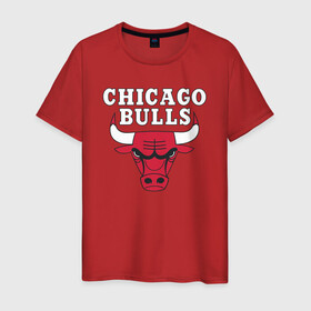 Мужская футболка хлопок с принтом CHICAGO BULLS в Кировске, 100% хлопок | прямой крой, круглый вырез горловины, длина до линии бедер, слегка спущенное плечо. | bulls | chicago | chicago bulls | nba | red bulls | usa | америка | быки | нба | сша | чикаго буллс