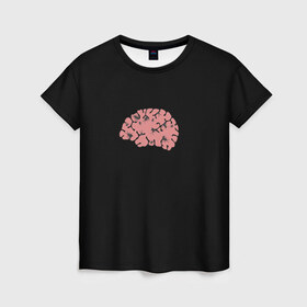 Женская футболка 3D с принтом Мозг и тараканы в Кировске, 100% полиэфир ( синтетическое хлопкоподобное полотно) | прямой крой, круглый вырез горловины, длина до линии бедер | мозг | насекомые | розовый | тараканы