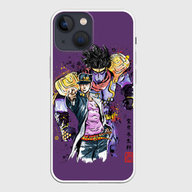 Чехол для iPhone 13 mini с принтом Джотаро и Стар платинум в Кировске,  |  | aureo | battle tendency | blood | crusaders | dio | giorno | giovanna | golden | jjba | jojo memes | jojos | jotaro | manga | phantom | stardust | vento aureo | wind | джо джо | манга