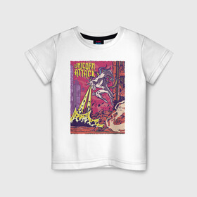 Детская футболка хлопок с принтом Единорог Атакует в Кировске, 100% хлопок | круглый вырез горловины, полуприлегающий силуэт, длина до линии бедер | comic | horse | unicorn | единорог | комикс