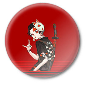 Значок с принтом Demon Slayer в Кировске,  металл | круглая форма, металлическая застежка в виде булавки | anime | demon slayer | kimetsu no yaiba | аниме | клинок рассекающий демонов