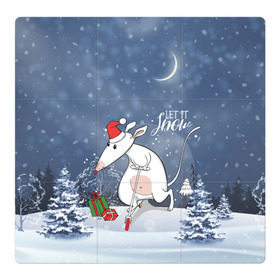 Магнитный плакат 3Х3 с принтом Крыса на самокате 2020 в Кировске, Полимерный материал с магнитным слоем | 9 деталей размером 9*9 см | Тематика изображения на принте: 2020 | mouse | rat | годкрысы | годмыши | зима | зимняя | крыса | мороз | мышка | мышь | новогодняя | новый год | новый год 2020 | рождество | симолгода | снег | холод