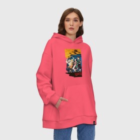 Худи SuperOversize хлопок с принтом Demon Slayer в Кировске, 70% хлопок, 30% полиэстер, мягкий начес внутри | карман-кенгуру, эластичная резинка на манжетах и по нижней кромке, двухслойный капюшон
 | anime | demon slayer | kimetsu no yaiba | аниме | клинок рассекающий демонов