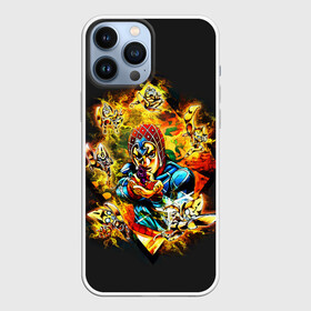 Чехол для iPhone 13 Pro Max с принтом JoJo Bizarre Adventure в Кировске,  |  | Тематика изображения на принте: aureo | battle tendency | blood | crusaders | dio | giorno | giovanna | golden | jjba | jojo memes | jojos | jotaro | manga | phantom | stardust | vento aureo | wind | джо джо | манга