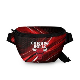Поясная сумка 3D с принтом CHICAGO BULLS в Кировске, 100% полиэстер | плотная ткань, ремень с регулируемой длиной, внутри несколько карманов для мелочей, основное отделение и карман с обратной стороны сумки застегиваются на молнию | bulls | chicago | chicago bulls | nba | red bulls | usa | америка | быки | нба | сша | чикаго буллс