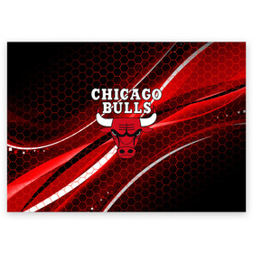 Поздравительная открытка с принтом CHICAGO BULLS в Кировске, 100% бумага | плотность бумаги 280 г/м2, матовая, на обратной стороне линовка и место для марки
 | bulls | chicago | chicago bulls | nba | red bulls | usa | америка | быки | нба | сша | чикаго буллс