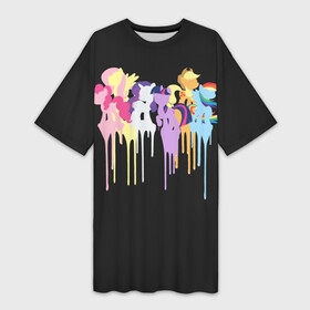 Платье-футболка 3D с принтом My little pony в Кировске,  |  | Тематика изображения на принте: applejack | little | magic | mlp | my | pinkie pie | pony | rainbow dash | rarity | twilight | дракон | дружба | единорог | искорка | пони | селестия | спайк | сумеречная | это чудо