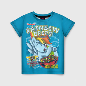 Детская футболка 3D с принтом Rainbow brops в Кировске, 100% гипоаллергенный полиэфир | прямой крой, круглый вырез горловины, длина до линии бедер, чуть спущенное плечо, ткань немного тянется | applejack | little | magic | mlp | my | pinkie pie | pony | rainbow dash | rarity | twilight | дракон | дружба | единорог | искорка | пони | селестия | спайк | сумеречная | это чудо