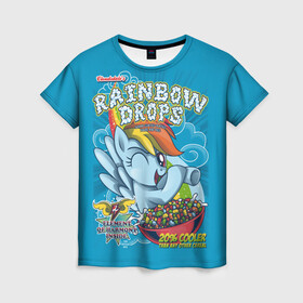 Женская футболка 3D с принтом Rainbow brops в Кировске, 100% полиэфир ( синтетическое хлопкоподобное полотно) | прямой крой, круглый вырез горловины, длина до линии бедер | applejack | little | magic | mlp | my | pinkie pie | pony | rainbow dash | rarity | twilight | дракон | дружба | единорог | искорка | пони | селестия | спайк | сумеречная | это чудо