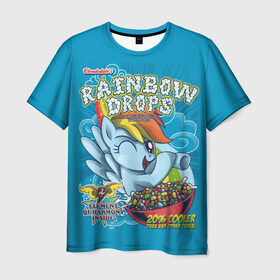 Мужская футболка 3D с принтом Rainbow brops в Кировске, 100% полиэфир | прямой крой, круглый вырез горловины, длина до линии бедер | applejack | little | magic | mlp | my | pinkie pie | pony | rainbow dash | rarity | twilight | дракон | дружба | единорог | искорка | пони | селестия | спайк | сумеречная | это чудо