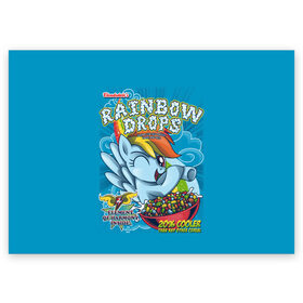 Поздравительная открытка с принтом Rainbow brops в Кировске, 100% бумага | плотность бумаги 280 г/м2, матовая, на обратной стороне линовка и место для марки
 | applejack | little | magic | mlp | my | pinkie pie | pony | rainbow dash | rarity | twilight | дракон | дружба | единорог | искорка | пони | селестия | спайк | сумеречная | это чудо