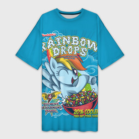 Платье-футболка 3D с принтом Rainbow brops в Кировске,  |  | applejack | little | magic | mlp | my | pinkie pie | pony | rainbow dash | rarity | twilight | дракон | дружба | единорог | искорка | пони | селестия | спайк | сумеречная | это чудо