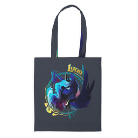 Шоппер 3D с принтом My little pony Luna в Кировске, 100% полиэстер | Плотность: 200 г/м2; Размер: 34×35 см; Высота лямок: 30 см | applejack | little | magic | mlp | my | pinkie pie | pony | rainbow dash | rarity | twilight | дракон | дружба | единорог | искорка | пони | селестия | спайк | сумеречная | это чудо