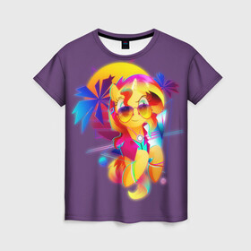 Женская футболка 3D с принтом My little pony в Кировске, 100% полиэфир ( синтетическое хлопкоподобное полотно) | прямой крой, круглый вырез горловины, длина до линии бедер | applejack | little | magic | mlp | my | pinkie pie | pony | rainbow dash | rarity | twilight | дракон | дружба | единорог | искорка | пони | селестия | спайк | сумеречная | это чудо