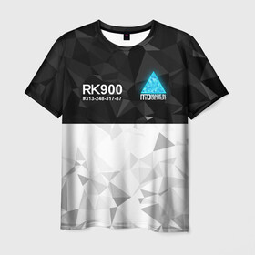 Мужская футболка 3D с принтом RK900 CONNOR | КОННОР РК900 в Кировске, 100% полиэфир | прямой крой, круглый вырез горловины, длина до линии бедер | ai | android | connor | detroit | detroit become human | rk 800 | rk 900 | андроиды | детектив | игра | интерактивное кино | кара | коннор | маркус | роботы | фирменный стиль | экшн