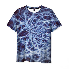 Мужская футболка 3D с принтом Nerves в Кировске, 100% полиэфир | прямой крой, круглый вырез горловины, длина до линии бедер | Тематика изображения на принте: nerves | абстрактно | абстрактные | абстрактный | абстракция | нейронная | неон | неонка | неоновые | нерв | нервная | нервы | объёмные | объёмный | светящиеся | светящийся | сетка | сеть | система
