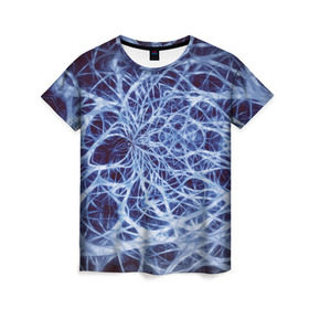 Женская футболка 3D с принтом Nerves в Кировске, 100% полиэфир ( синтетическое хлопкоподобное полотно) | прямой крой, круглый вырез горловины, длина до линии бедер | nerves | абстрактно | абстрактные | абстрактный | абстракция | нейронная | неон | неонка | неоновые | нерв | нервная | нервы | объёмные | объёмный | светящиеся | светящийся | сетка | сеть | система