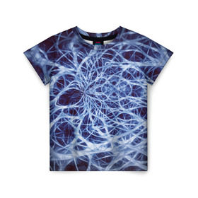 Детская футболка 3D с принтом Nerves в Кировске, 100% гипоаллергенный полиэфир | прямой крой, круглый вырез горловины, длина до линии бедер, чуть спущенное плечо, ткань немного тянется | Тематика изображения на принте: nerves | абстрактно | абстрактные | абстрактный | абстракция | нейронная | неон | неонка | неоновые | нерв | нервная | нервы | объёмные | объёмный | светящиеся | светящийся | сетка | сеть | система