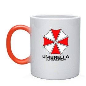 Кружка хамелеон с принтом UMBRELLA CORP в Кировске, керамика | меняет цвет при нагревании, емкость 330 мл | ada wong | biohazard | leon | nemesis | project resistance | raccoon city | re | re3 | resident evil | resident evil 3 | rpd | stars | umbrella | ада вонг | амбрелла | немезис | ужасы