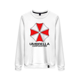 Женский свитшот хлопок с принтом UMBRELLA CORP в Кировске, 100% хлопок | прямой крой, круглый вырез, на манжетах и по низу широкая трикотажная резинка  | ada wong | biohazard | leon | nemesis | project resistance | raccoon city | re | re3 | resident evil | resident evil 3 | rpd | stars | umbrella | ада вонг | амбрелла | немезис | ужасы