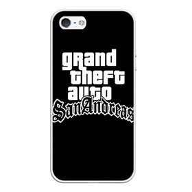 Чехол для iPhone 5/5S матовый с принтом GTA San Andreas в Кировске, Силикон | Область печати: задняя сторона чехла, без боковых панелей | Тематика изображения на принте: gta | sa | sanandreas | футболка | чёрный