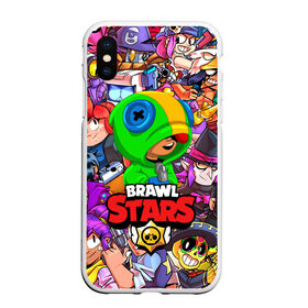 Чехол для iPhone XS Max матовый с принтом BRAWL STARS LEON в Кировске, Силикон | Область печати: задняя сторона чехла, без боковых панелей | Тематика изображения на принте: brawl stars | bull | colt | crow | leon | leon shark | shark | stars | акула | берли | ворон | динамайк | кольт | леон | леон акула | нита | спайк | шелли | эль примо