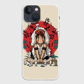 Чехол для iPhone 13 mini с принтом Princess Mononoke в Кировске,  |  | eboshi | ghibli | hayao | hime | lady | miyazaki | mononoke | princess | studio | аситака | волчица | гибли | дух леса | мононоке | моро | сан