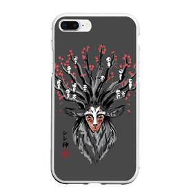 Чехол для iPhone 7Plus/8 Plus матовый с принтом Princess Mononoke в Кировске, Силикон | Область печати: задняя сторона чехла, без боковых панелей | eboshi | ghibli | hayao | hime | lady | miyazaki | mononoke | princess | studio | аситака | волчица | гибли | дух леса | мононоке | моро | сан