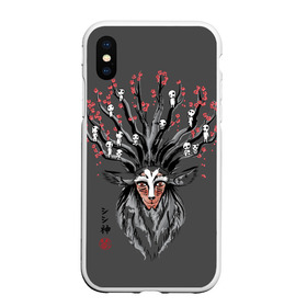 Чехол для iPhone XS Max матовый с принтом Princess Mononoke в Кировске, Силикон | Область печати: задняя сторона чехла, без боковых панелей | eboshi | ghibli | hayao | hime | lady | miyazaki | mononoke | princess | studio | аситака | волчица | гибли | дух леса | мононоке | моро | сан