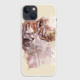 Чехол для iPhone 13 с принтом Princess Mononoke в Кировске,  |  | eboshi | ghibli | hayao | hime | lady | miyazaki | mononoke | princess | studio | аситака | волчица | гибли | дух леса | мононоке | моро | сан