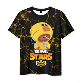 Мужская футболка 3D с принтом BRAWL STARS SALLY LEON. в Кировске, 100% полиэфир | прямой крой, круглый вырез горловины, длина до линии бедер | brawl stars | leon | moba | sally leon | бравл старс | жанр | игра | леон | утка