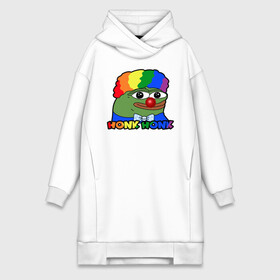 Платье-худи хлопок с принтом КОУН ПЕПЕ в Кировске,  |  | honk honk | pepe | pepe clown | pepe the frog | коун пепе | лягушёнок пепе | лягушка | лягушка клоун | лягушка мем | лягушка пепе | мемы | пепе