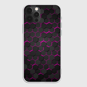 Чехол для iPhone 12 Pro Max с принтом OCTAGON розовый в Кировске, Силикон |  | neon octagon | octagon | неон | неоновые соты | розовые соты | розовые соты в неоне | шестиугольники
