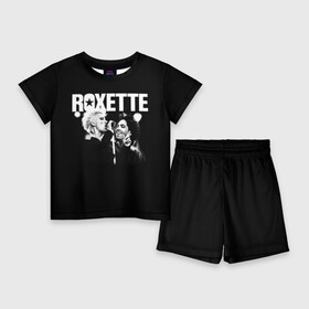 Детский костюм с шортами 3D с принтом Roxette в Кировске,  |  | Тематика изображения на принте: pop | rock | roxette | мари фредрикссон | пер гессле | поп | поп рок. евро поп | рок | роксет | роксэт