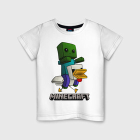 Детская футболка хлопок с принтом MINECRAFT в Кировске, 100% хлопок | круглый вырез горловины, полуприлегающий силуэт, длина до линии бедер | game | minecraft | блоки | игра | квадраты | компьютерная игра | крипер | майнкрафт