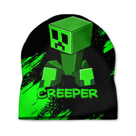 Шапка 3D с принтом MINECRAFT CREEPER в Кировске, 100% полиэстер | универсальный размер, печать по всей поверхности изделия | game | minecraft | блоки | игра | квадраты | компьютерная игра | крипер | майнкрафт