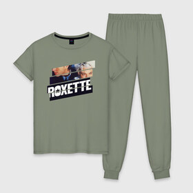 Женская пижама хлопок с принтом Roxette в Кировске, 100% хлопок | брюки и футболка прямого кроя, без карманов, на брюках мягкая резинка на поясе и по низу штанин | Тематика изображения на принте: 