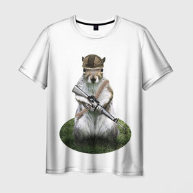 Мужская футболка 3D с принтом Суслик с оружием в Кировске, 100% полиэфир | прямой крой, круглый вырез горловины, длина до линии бедер | оружие | солдат | суслик