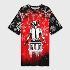 Платье-футболка 3D с принтом PUBG. в Кировске,  |  | 2020 | pubg | игра | игроман | киберспорт | киберспортсмены | новогодний pubg | новый год | пабг | пубг | снежинки