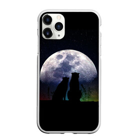 Чехол для iPhone 11 Pro Max матовый с принтом Льбовь под луной в Кировске, Силикон |  | волшебство ночи | котики | любовь | пара | романтика