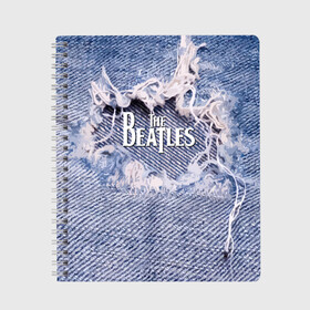 Тетрадь с принтом The Beatles в Кировске, 100% бумага | 48 листов, плотность листов — 60 г/м2, плотность картонной обложки — 250 г/м2. Листы скреплены сбоку удобной пружинной спиралью. Уголки страниц и обложки скругленные. Цвет линий — светло-серый
 | Тематика изображения на принте: england | group | jeans | legend | liverpool | music | rock | the beatles | англия | битлз | группа | джинса | легенда | ливерпуль | музыка | рок