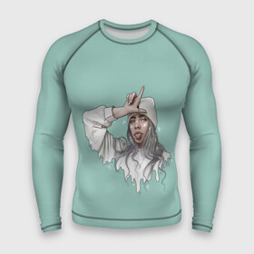 Мужской рашгард 3D с принтом Billie Eilish Mint Art в Кировске,  |  | bad | bad guy | billi | billie | billie eilish | eilish | good girl | music | swag | айлиш | беляш | били | били айлиш | билли | билли айлиш | билли эйлиш | биляш | музка | певица | эйлиш